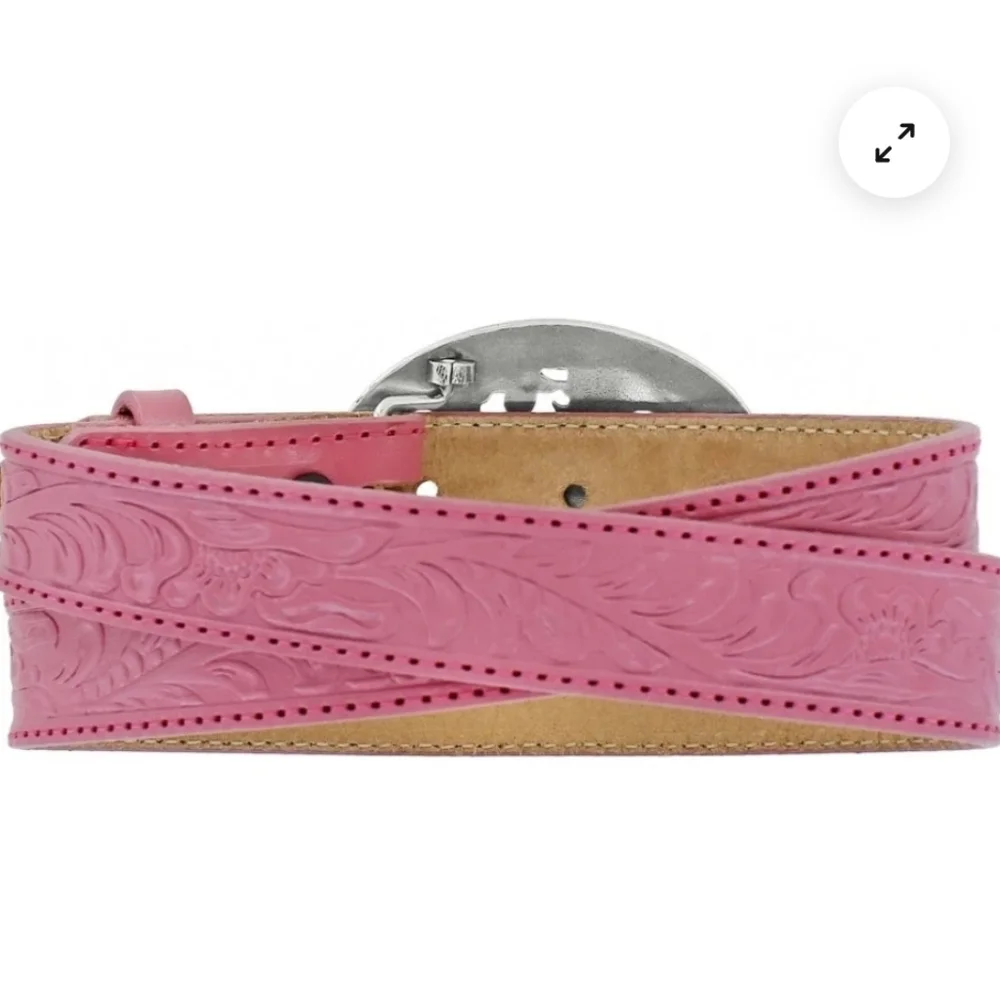 Justin Girl's Lil' Beauty Pink Leather Belt with Horse Buckle C30201